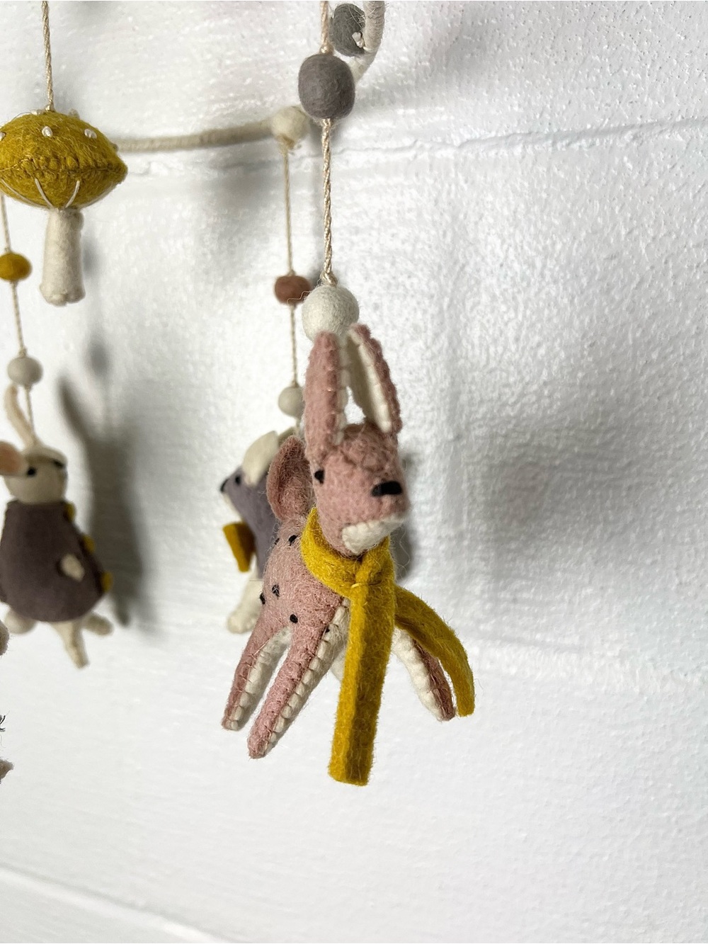 Woodland animals Baby Mobile nursery decor Neutral mushroom deer bunny - Picture 3 of 7